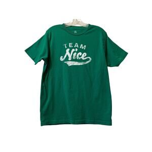 Holiday Time Team Nice Christmas Holiday T-Shirt M Green